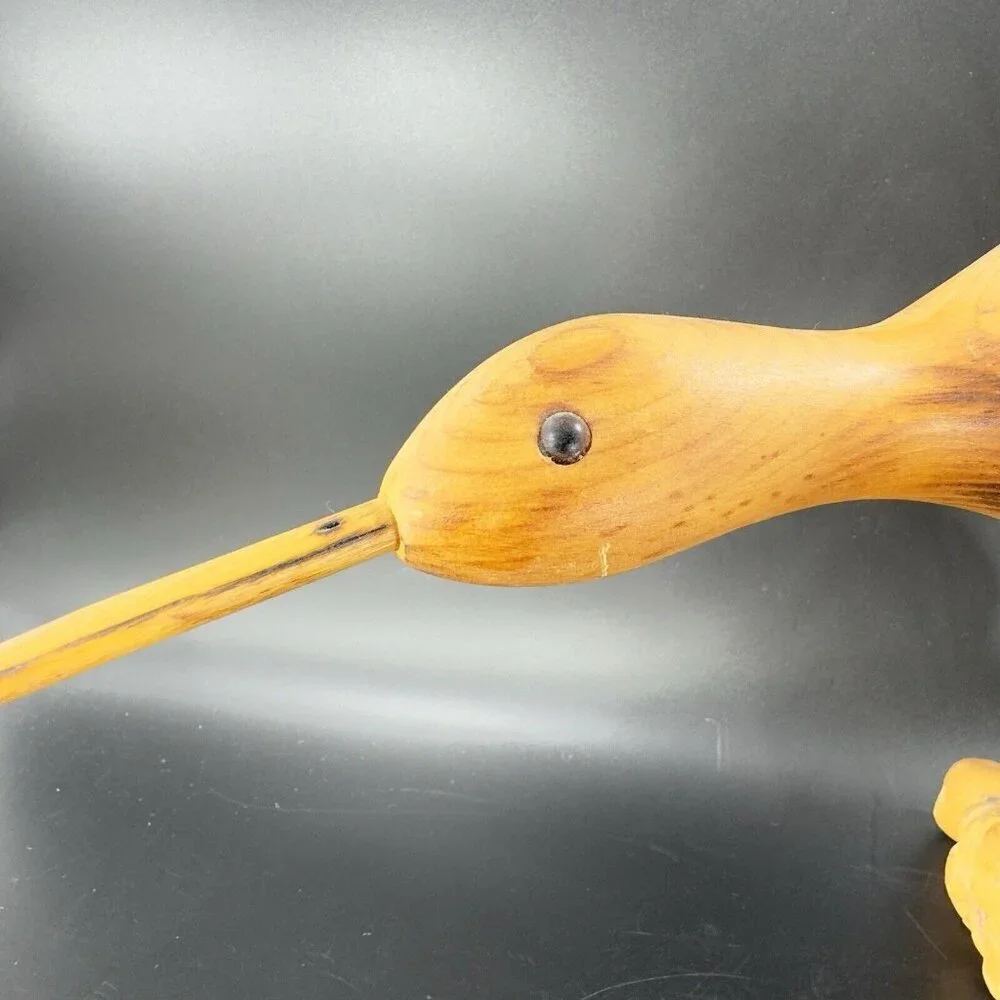 1989 K L Osborn Hand Carved Shore Bird Wood Figurine On Driftwood Hand‎ Made Vtg